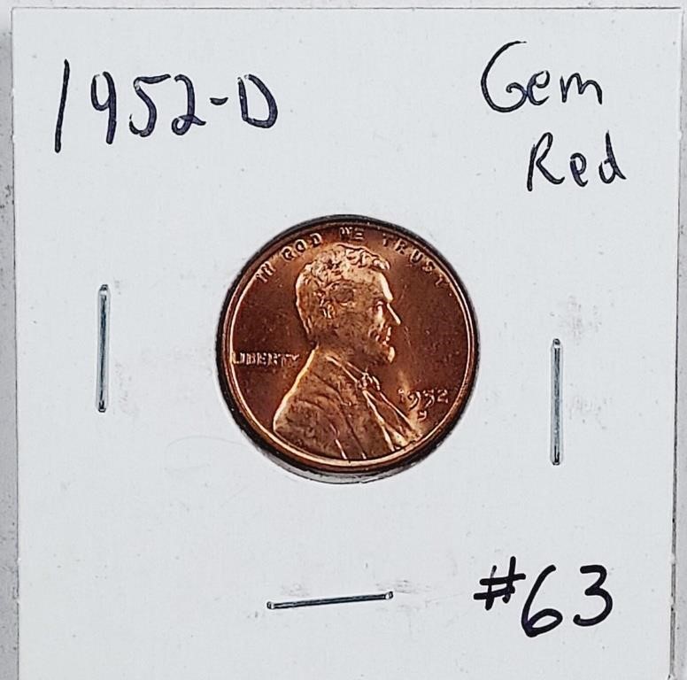 1952-D  Lincoln Cent   Gem Red