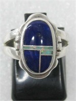 Sterling Silver Lapis Opal SW Ring Hallmarked