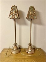 Qty (2) Tall Decorative Iron Leaf Shade Lamps