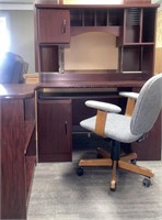 Computer desk with hutch, credenza and chair.