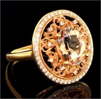 14kt Rose Gold 2.85 ct Morganite & Diamond Ring
