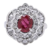 Platinum 2.56 ct GIA Natural Ruby & Diamond Ring