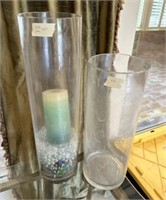 Two Large Glass Cylinder Vases