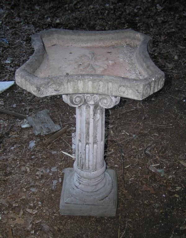 Antique Grecian style cement bird bath circa 1920s