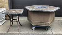 Outdoor propane fire pit table and end table