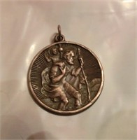 lg. sterling St. Christopher medal Patron Saint