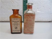 2 Antique Medicine Bottle (1 with Poison Skull &