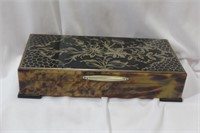 A Faux Tortoise Shell Silver Overlay Box