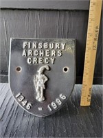 CAST ALUMINUM FINSBURY ARCHERS CRECY PLAQUE