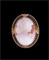 Van Dell 14K GF Cameo Pendant Brooch