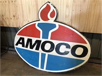 Original Amoco double sided sign approx 6 x 5 ft