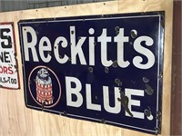 Original Reckitts Blue enamel sign approx 6 x 4 ft