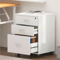 3 Drawer Wood Mobile File Cabinet with Lock