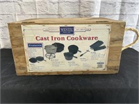 Wenzel Cast Iron Cookware Set in Wooden Crate
