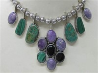 Sterling Silver Multi Stone Southwest Necklace