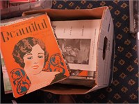 Box of vintage sheet music and songbooks