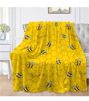 Honeycomb Cute Bee Yellow Blanket 50x40"