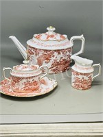 Royal Crown Derby china - Red Aves - teapot set