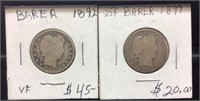 OF) TWO BARBER QUARTERS, 1892 & 1899, THESE HAVE