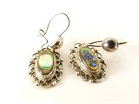 STERLING SILVER AND ABALONE SHELL EARRINGS
