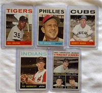 5) 1964 Topps Bill Bruton Roy Sievers Pascual +2