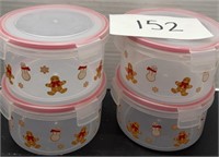 (4) locking lid Christmas containers