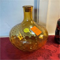 Vintage small yellow swirl glass decanter
