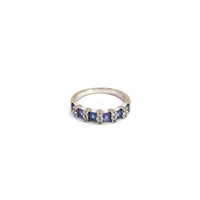 14K WHITE GOLD 0.20CT DIAMOND 0.20CT TANZANITE RIN