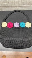 Lina Black Crochet Purse With Colorful Flowers Per