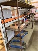 Metal rolling shop shelf. (Items on shelves not