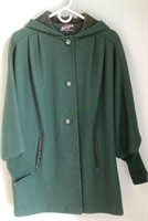 Vintage dark green ladies wool coat size small by