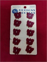 Vtg MCM Bakelite Style Maroon Butterfly Buttons