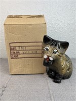 New Artesania Rinconada Brown Carved Cat Figurine