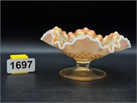 Opalescent Marigold Diamond Pattern Pedestal