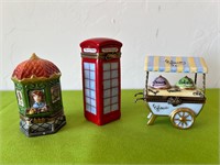 Limoges Ceramic Trinket Boxes, Telephone Booth +