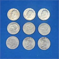 NINE EISENHOWER LIBERTY DOLLARS