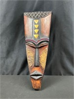 Detailed Triangular mask w brass, beads, paint