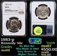 NGC 1983-p Kennedy Half Dollar 50c Graded ms66 By