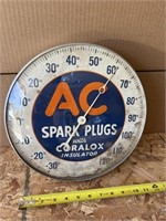 Vintage AC spark plugs advertising thermometer 12
