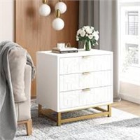 Gaomon White 3 Drawer Dresser For Bedroom, Wood