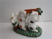 Ceramic Rabbits Carrying A Carrot 11"W x 8"T