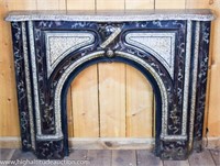Antique Ornate Cast Iron Fireplace Mantel Surround