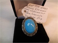 SILVER 8.54 CT BLUE TURQUOISE SOL. RING