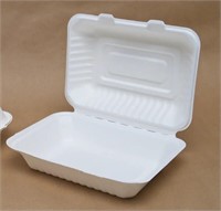 125-pk Bagasse Hinged Food Containers (Cardboard)
