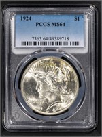 1924 $1 Peace Dollar PCGS MS64