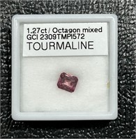 1.27 Natural Octagon Pink Tourmaline GCI Grade