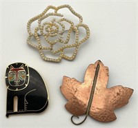 3 Signed Jewelry Brooches