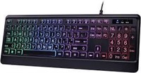 Black LED Backlit Lg Print Wired Keyboard A2