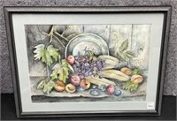 Plate Of Fruits by Esther 1994 Framed in Wood