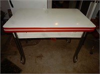 Vintage Red/White Enamel Top Table